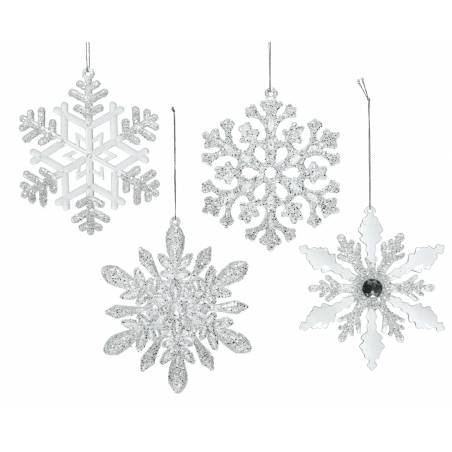 6 Flocons de Neige à Paillettes Argenté 6 Flocons de Neige à Paillettes Argenté