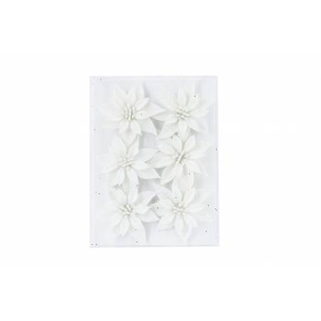 Lot de 6 roses de Noël blanches