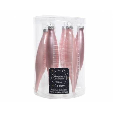 6 Stalactites en verre, roses | SAPINS.BE SRL 6 Stalactites en verre, roses | SAPINS.BE SRL