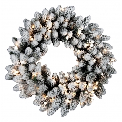 Flocked artificial wreath & lights